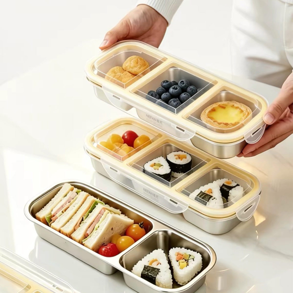 Food Storage Meals - Roestvrijstalen voedselopslagcontainer met deksel, voedselveilige, afgesloten