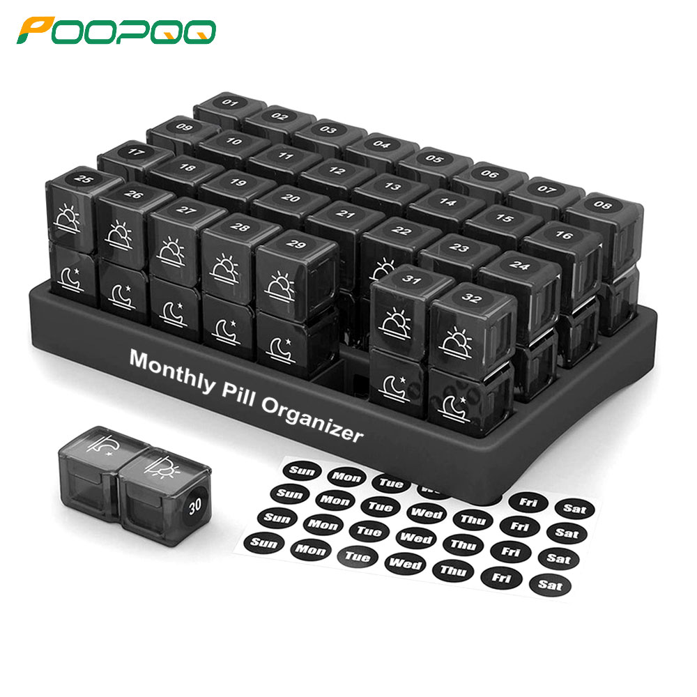 Food Storage With Dividers - Maandelijkse pillenorganizer 2-voudig per dag, 31-daagse