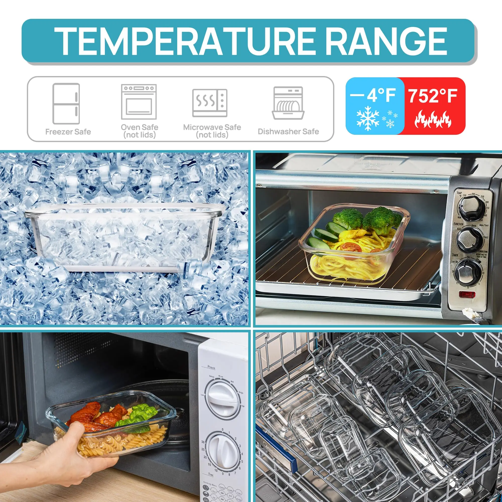 Glazen lunchbox Voedselopslagc - Food Storage Oven Safe recensie en prijs